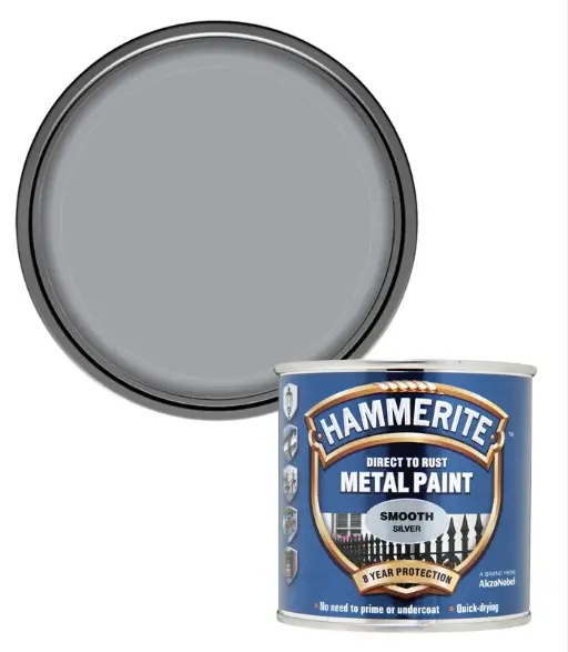 Hammerite Direct to Rust Metal Paint Smooth Finish Silver 2.5L 1