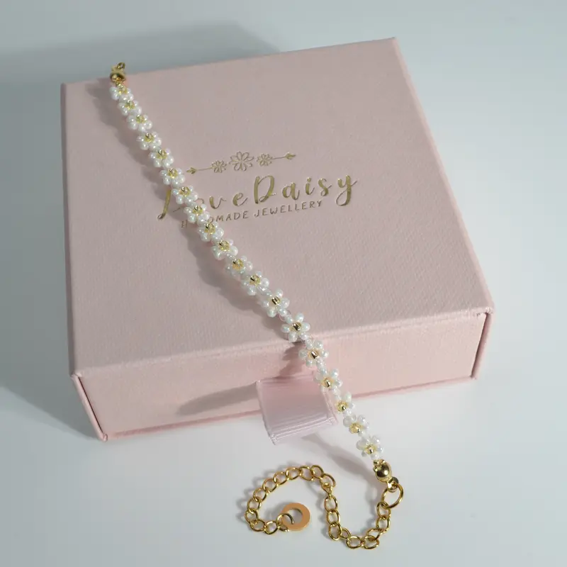 Dainty Petals, 18kt gold vacuum plated stainless steel (Tarnish Resistant), Handmade Beaded Flower Bracelet, Dainty Flower Bracelet, Handmade Jewellery, Gift for Her, Graduation Gift, Birthday Gift 3