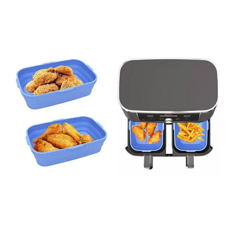 Rectangle Microwavable Air Fryer Silicone Pot Baking Basket Oven Non Stick Reusable Liners