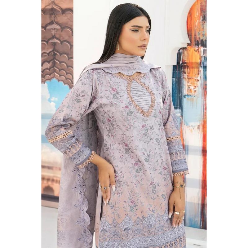 Dhanak Print Ladies Pakistani Suits-Jazmin-1455-Grey Dress Dupatta 1