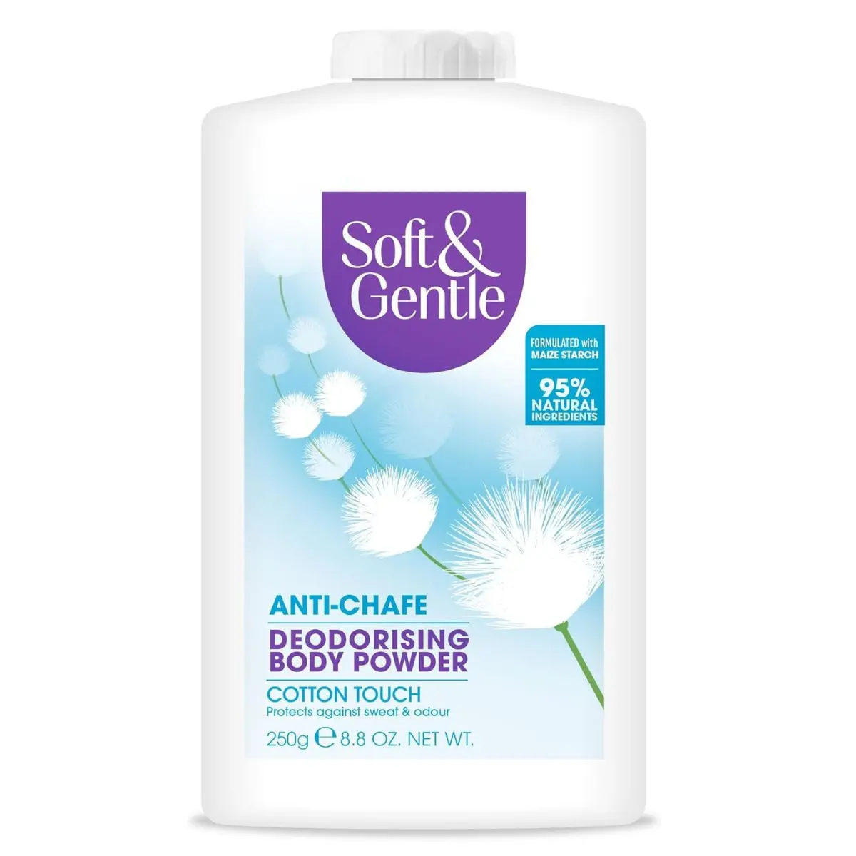 Soft and Gentle Fresh Cotton Talc Free Cotton Body Powder 250g, Deodorising Personal Hygiene Against Moisture, Friction and Odour, Prevent Smudging After Self-Tanning and Facial Makeup Smooth Flawless Skin Repair Cosmetic Whitening
