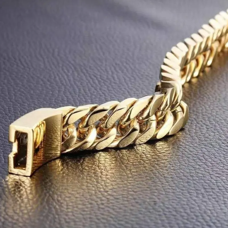Simple 14k gold plated chain bracelet for men 2
