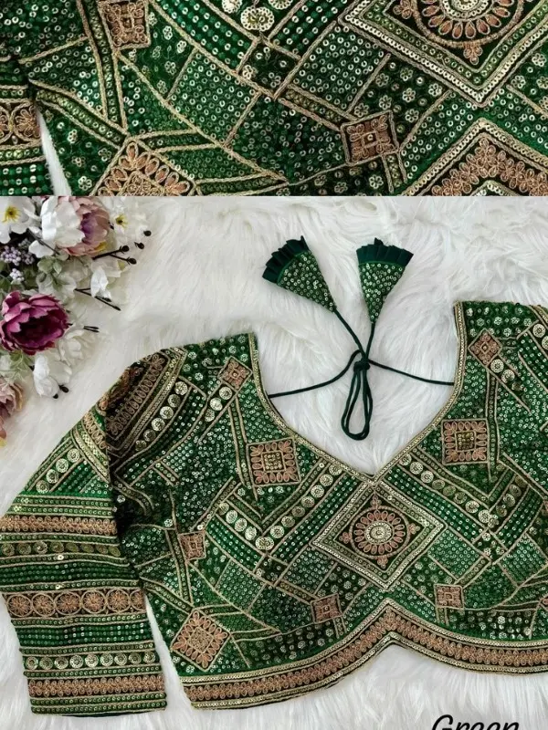 Bridal Apple-Cut Blouse with Heavy Codding, Jari Embroidery & Sequin Work Gorgeous Shirts
