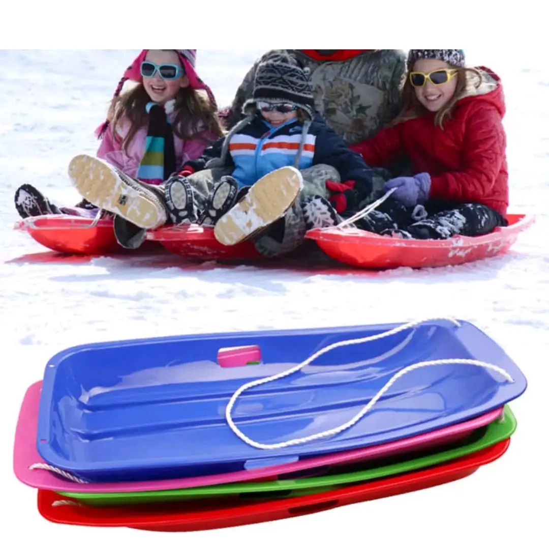 Large Heavy Duty Snow Sledge Toboggan Sleigh Rope Plastic Ski for Kids and Adults