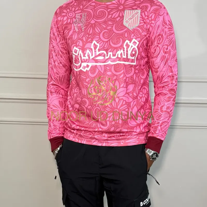 24-25 Long sleeve Palestine Size: S-4XL pink English Football jersey 2024-2025 Palestine grey & pink English soccer jerseys 2