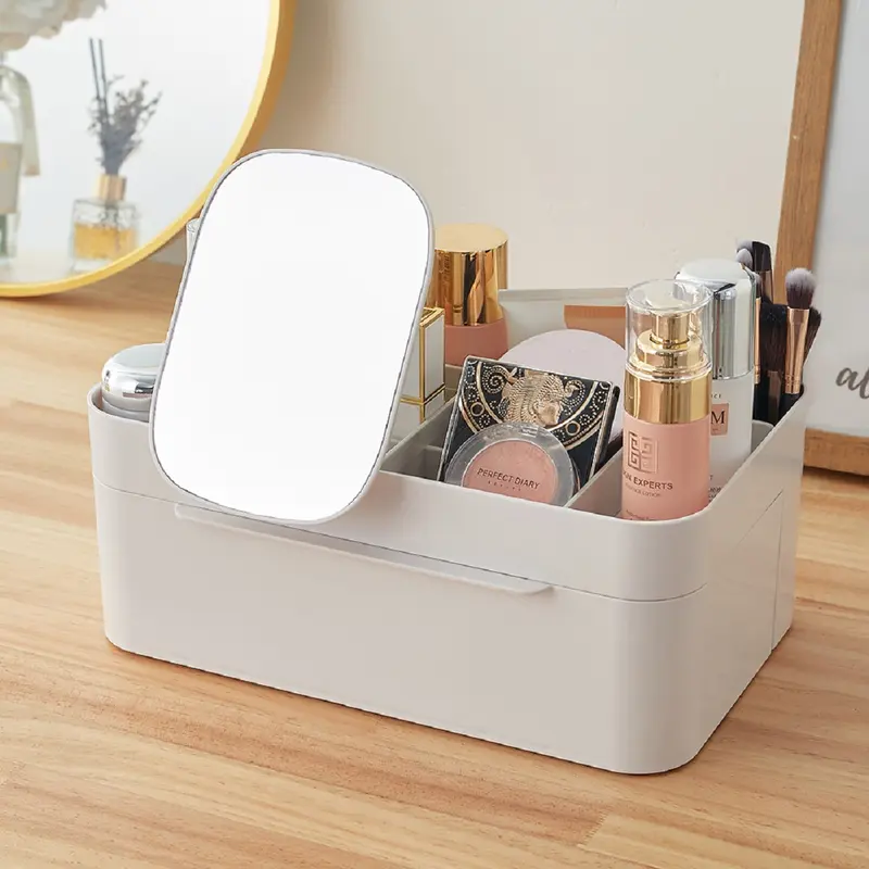 Lifeideas Large Capacity Cosmetic Organizer with Removable Mirror,Makeup Storage Box,Makeup Organizer,Makeup Storage Organizer,Cosmetic Storage Case,Jewelry Storage Organizer,Cosmetic Storage Box for Living Room,Bedroom,Bathroom 1