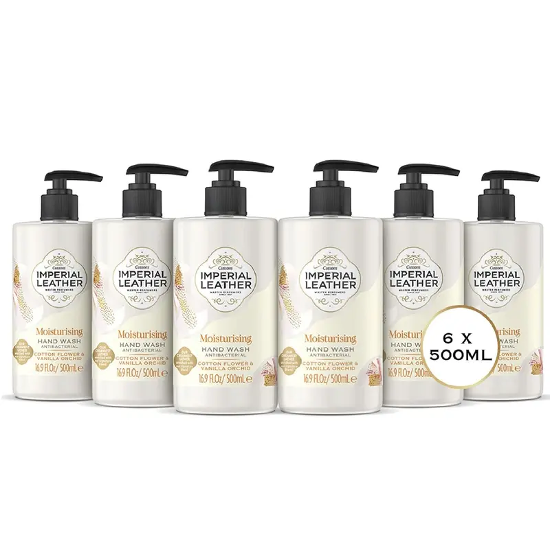 Imperial Leather Moisturising Hand Wash, Cotton Flower & Vanilla Orchid, Antibacterial, Signature Oil Blend, Gentle Skin Care, Bulk Buy Pack of 6 x 500ml Gel Nail 0