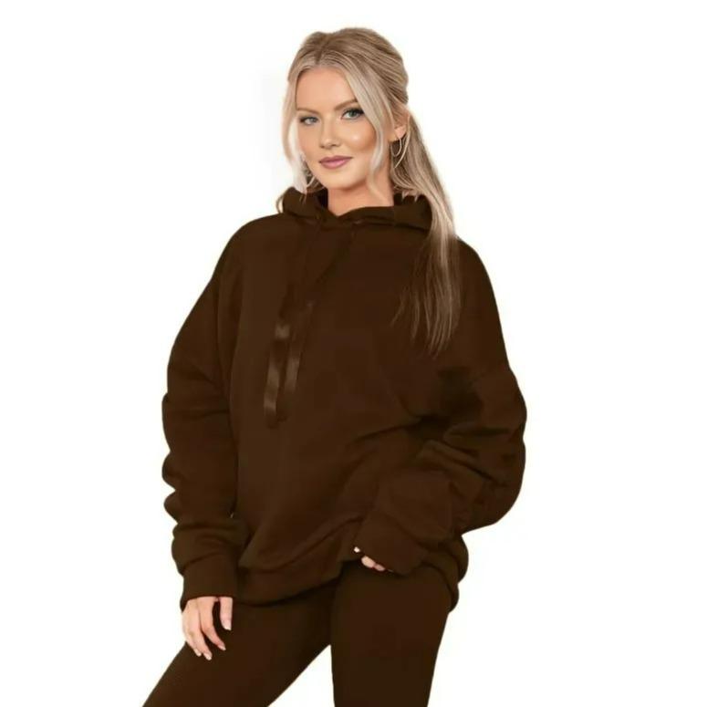 CRAZY LUXE Women's Ruched Sleeve Oversized Hoodie Ladies Ribbon Hoodie Jumper top Sizes 8-22 3