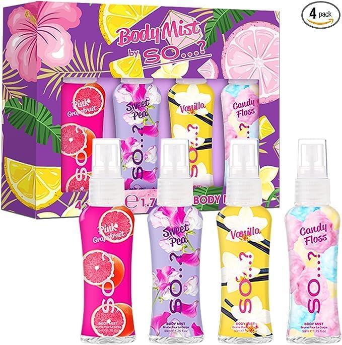 So…? Escapes Womens Gift Set, with Ibiza Dream, Bali Breeze, Mykonos Nights & Majorca Love, Fragrance Spray Set (4 x 50ml),Midnight magic mist, Love Potion,secret crush perfume. Body Care Body Mist Comfort Cosmetics Scented 1