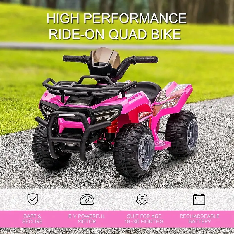 HOMCOM Kids Electric Ride on Car with Music, 6V Battery, for 18-36 Months, Pink or Red 0