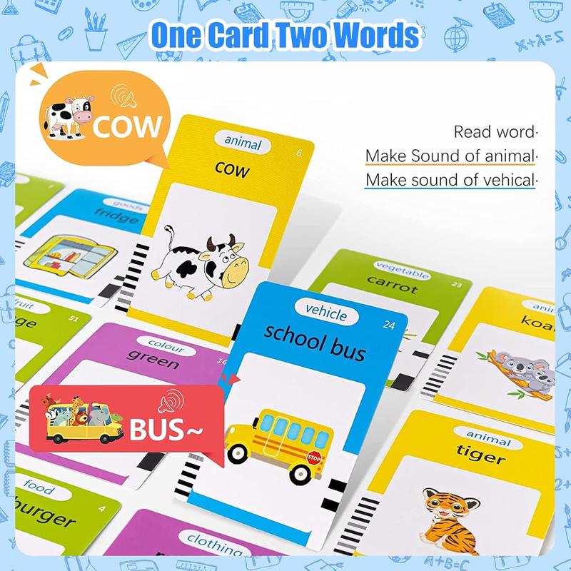 Talking Flash Cards for 2-6 Year Olds, Educational Cognitive Toys with 200 Words, Sensory Toys for Autism and Speech Therapy busy board new born 1 4