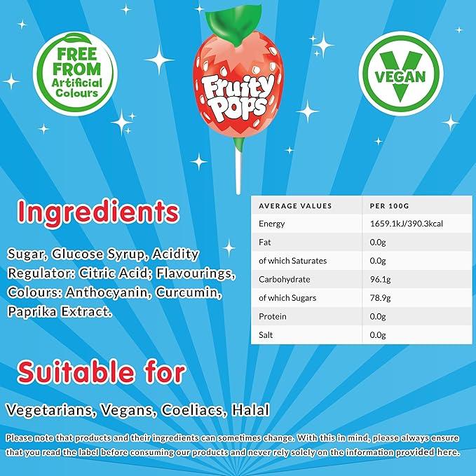 Swizzels Fruity Pops Dispenser Box - 100 Lollipops, Vegan Friendly Sweets, Lemon Flavour - Packed 1