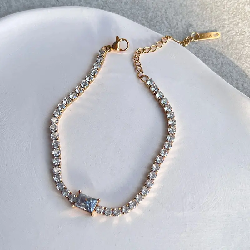 Melissa Zircon Diamond Bracelet / 18K Gold Plated 2