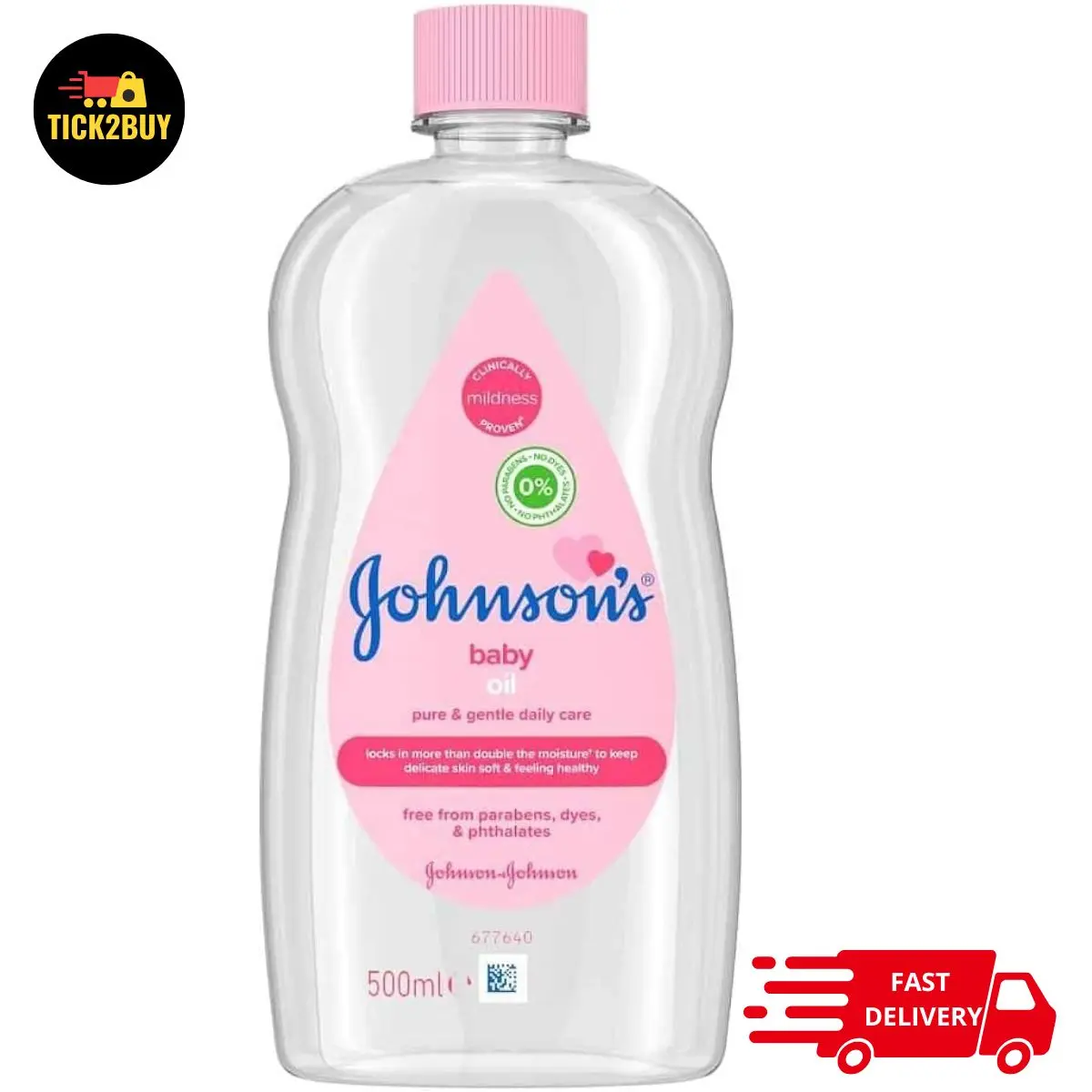 Johnson's Baby Oil (1 x 500 ml) Moisturising Baby Oil to Protect Delicate and Dry Skin, Hypoallergenic and pH-Balanced Baby Oil Ideal for Baby Massage and as Moisturiser for Dry Skin to Soften Hands and Body
