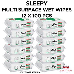 Sleepy - Multi Surface Cleaning Wipes, Campaign, White Soap Scented - 12 x 100pcs Pack Toilet