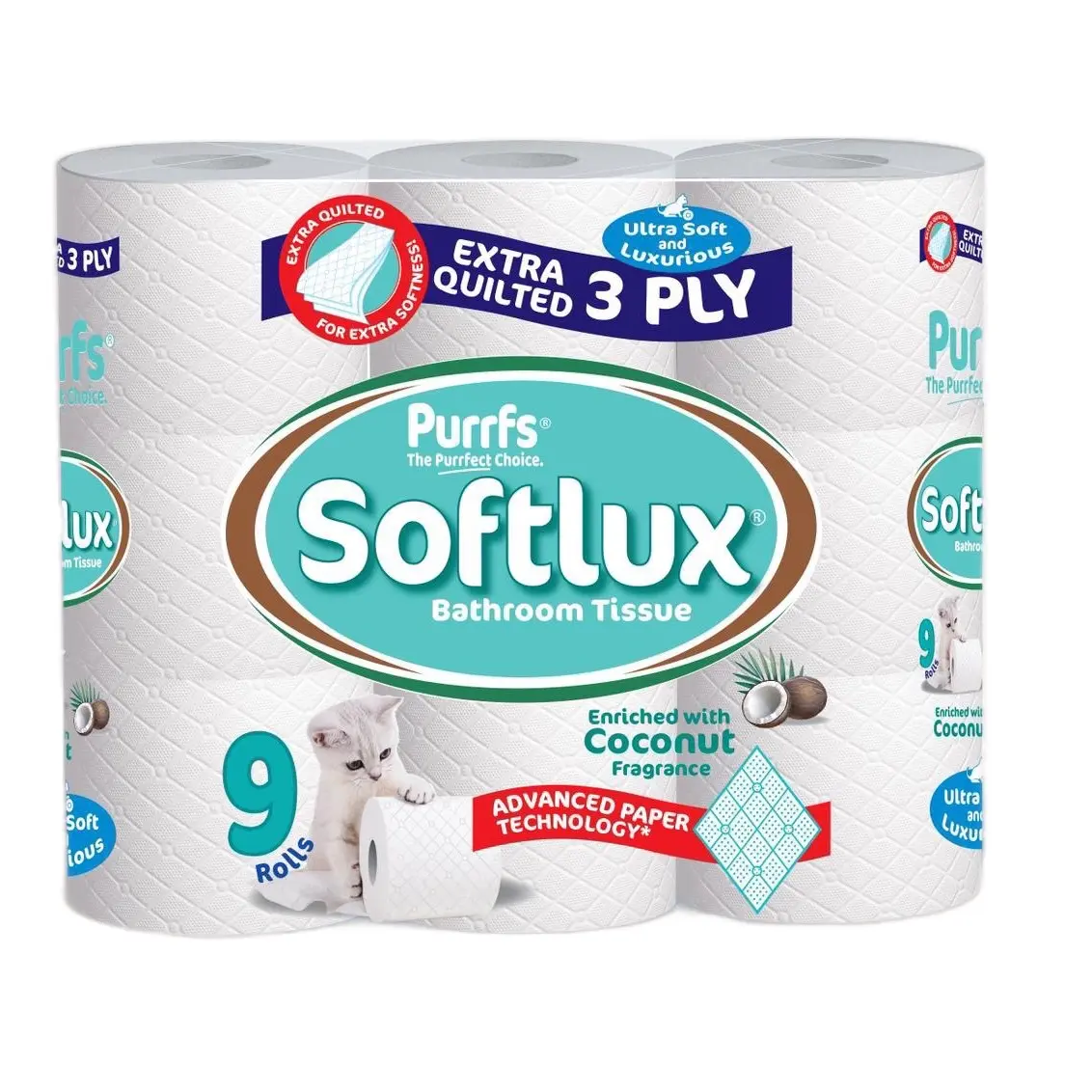 90 rolls SOFTLUX 3Ply Quilted Fragranced Toilet Tissue  9x5(90)Rolls