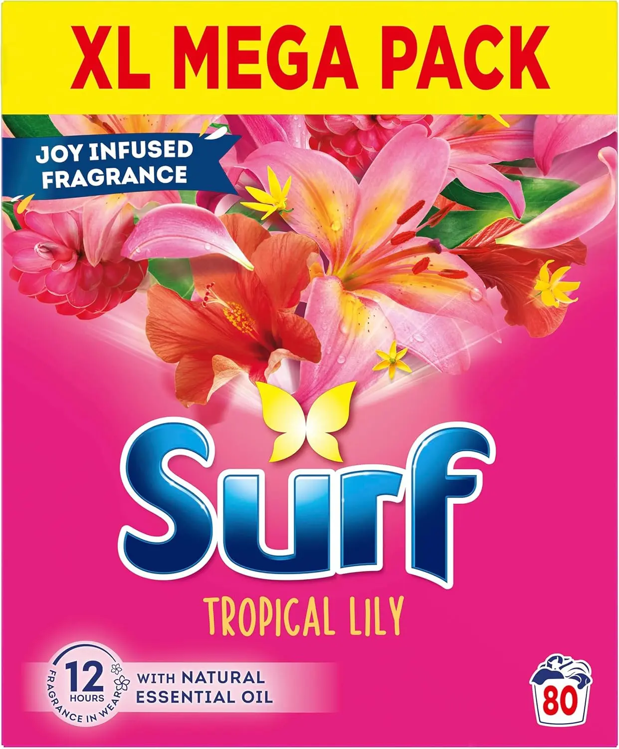 Surf Tropical Lily Washing Powder joy-infused fragrance with natural essential oil lasting up to 12 hours in wear for brilliantly clean laundry every time 80 washes 4 kg Household Perfume Scented
