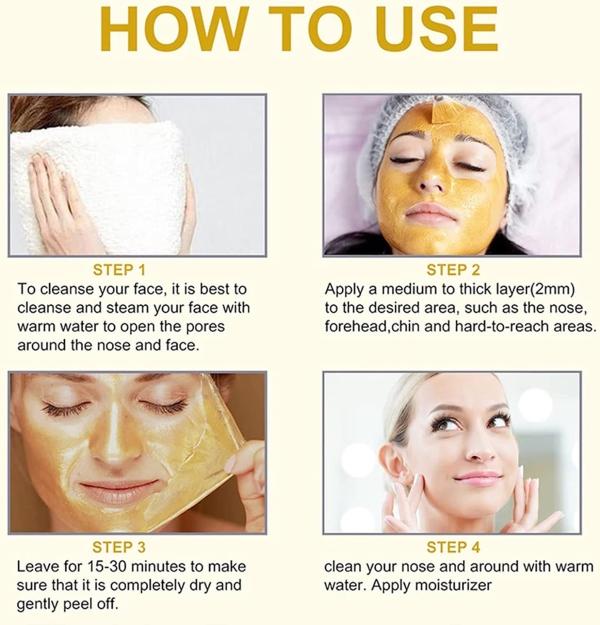 24K Peel Off Face Mask, Moisturizing Refreshing Beauty Skin Care Product for Women, Gold Face Mask, Deep Skin Clean Purifying Acne, Reduces Fine Lines & Wrinkles, Skin Care Face Lifting Firming Mask for Women 6
