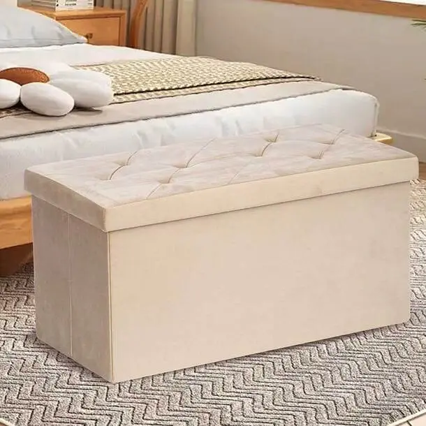 Folding Ottoman Storage Bench 5