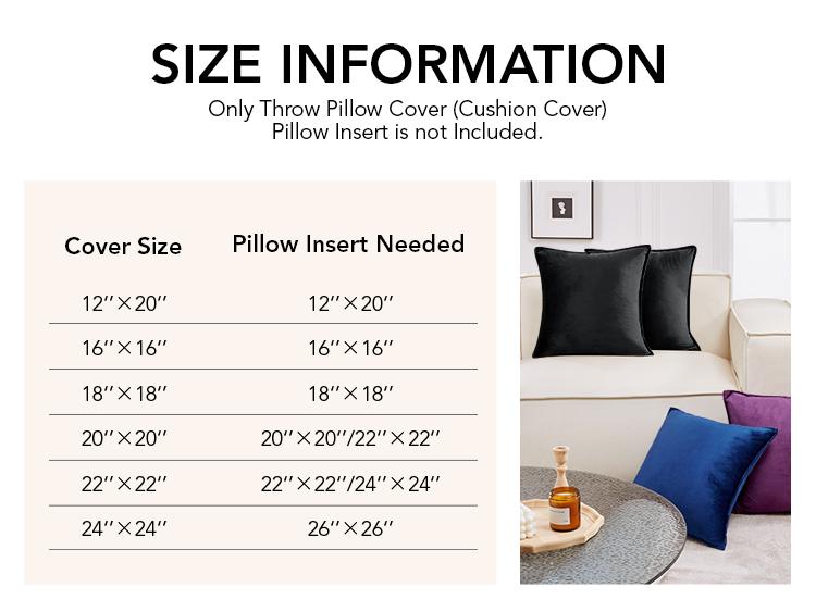 Deconovo Set of 2 Cushion Protectors Crushed Velvet Cushion Covers, Throw Pillow Cases Flanges Cushion Covers for Boys with Invisible Zipper 8