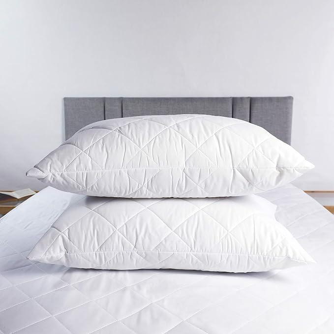 Quilted pillowcase - Quality stuffed pillow, down replacement pillow - Soft hollow fiber hotel pillow 2