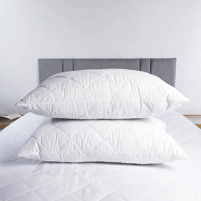Quilted pillowcase - Quality stuffed pillow, down replacement pillow - Soft hollow fiber hotel pillow 2