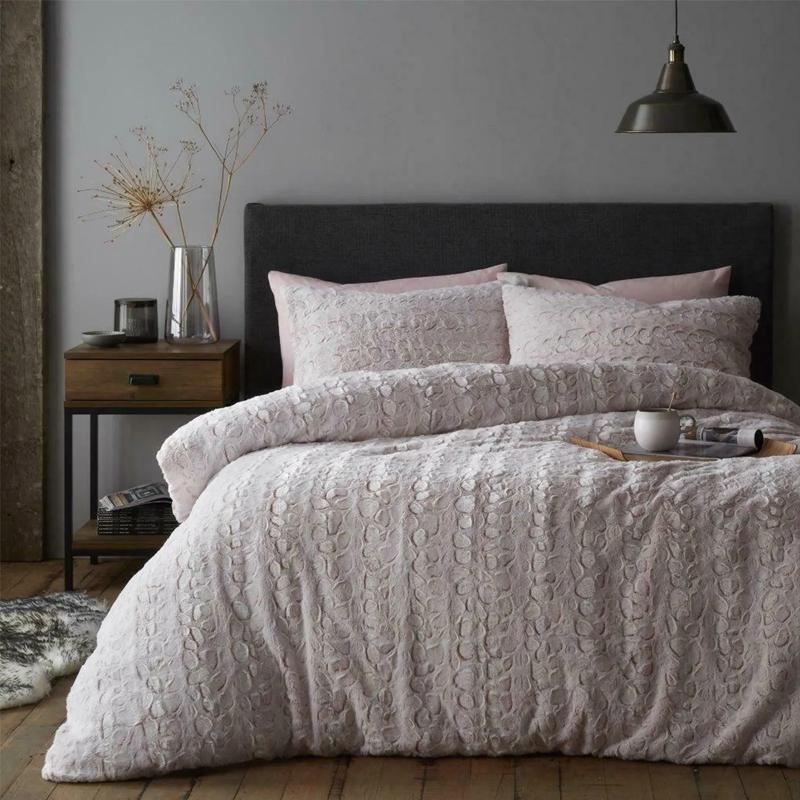 Teddy Luxe Faux Fur Duvet Cover Set Fleece Bed Soft Warm Quilt All Size Blush Pink Christmas Throw 0