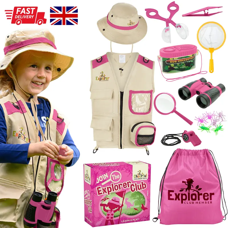 Cheerful Children Toys Premium Kids Explorer Kit with Extra Sturdy Accessories for 3-7 Year Olds -Bug Hunting Costume Hat Vest boys girls Outdoor Backyard Safari Nature Zoo Keeper STEM Educational 0