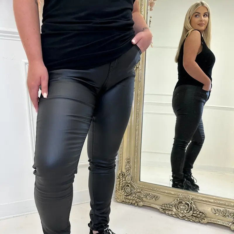 Cindy Leather Look Plus Size Trousers 1