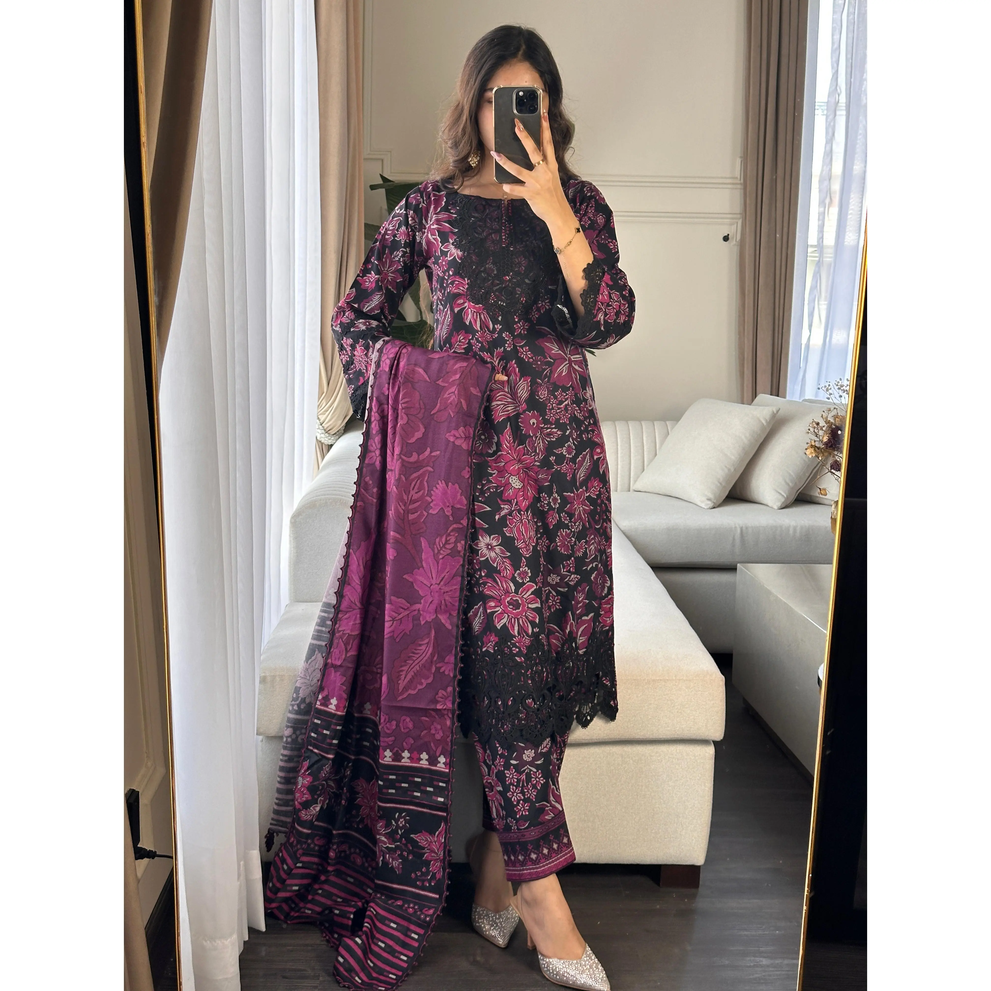 3PC Stitched shalwar Suit Ready to wear DHANAK winter Wear with Dhanak dupatta HW-DH26