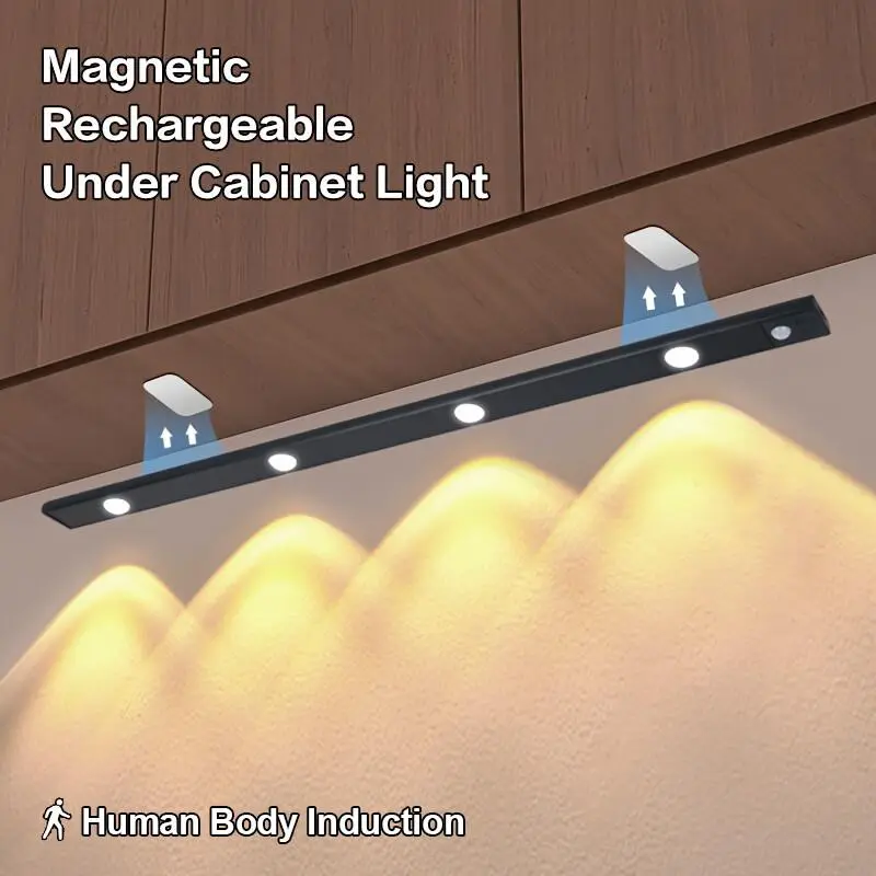 LED Motion Sensor Under Cabinet Closet Light Strip 50cm Rechargeable Kitchen Lamp