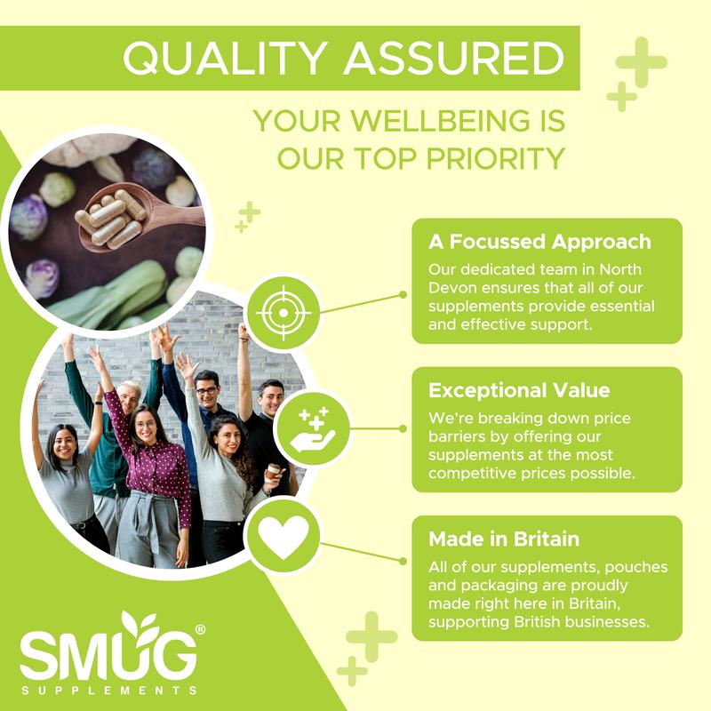 Magnesium Glycinate Complex British Made 5-in-1 by SMUG Supplements - 60 Capsules - Advanced Blend Combining Magnesium Glycinate, Citrate and Malate.  With Added Vitamin B6 and Zinc. 5
