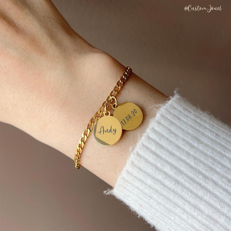 Name Initials 1-4 Disc Curb Bracelet 1