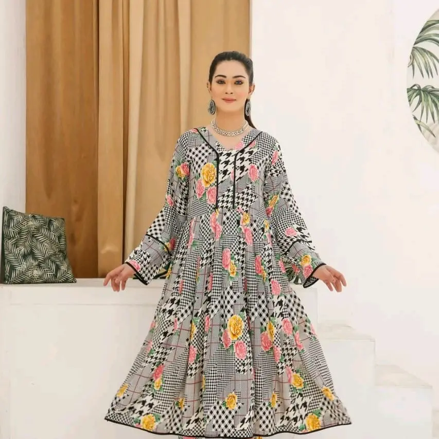 2PC PRINTED LINEN READYMADE FROKE SUIT Womenswear