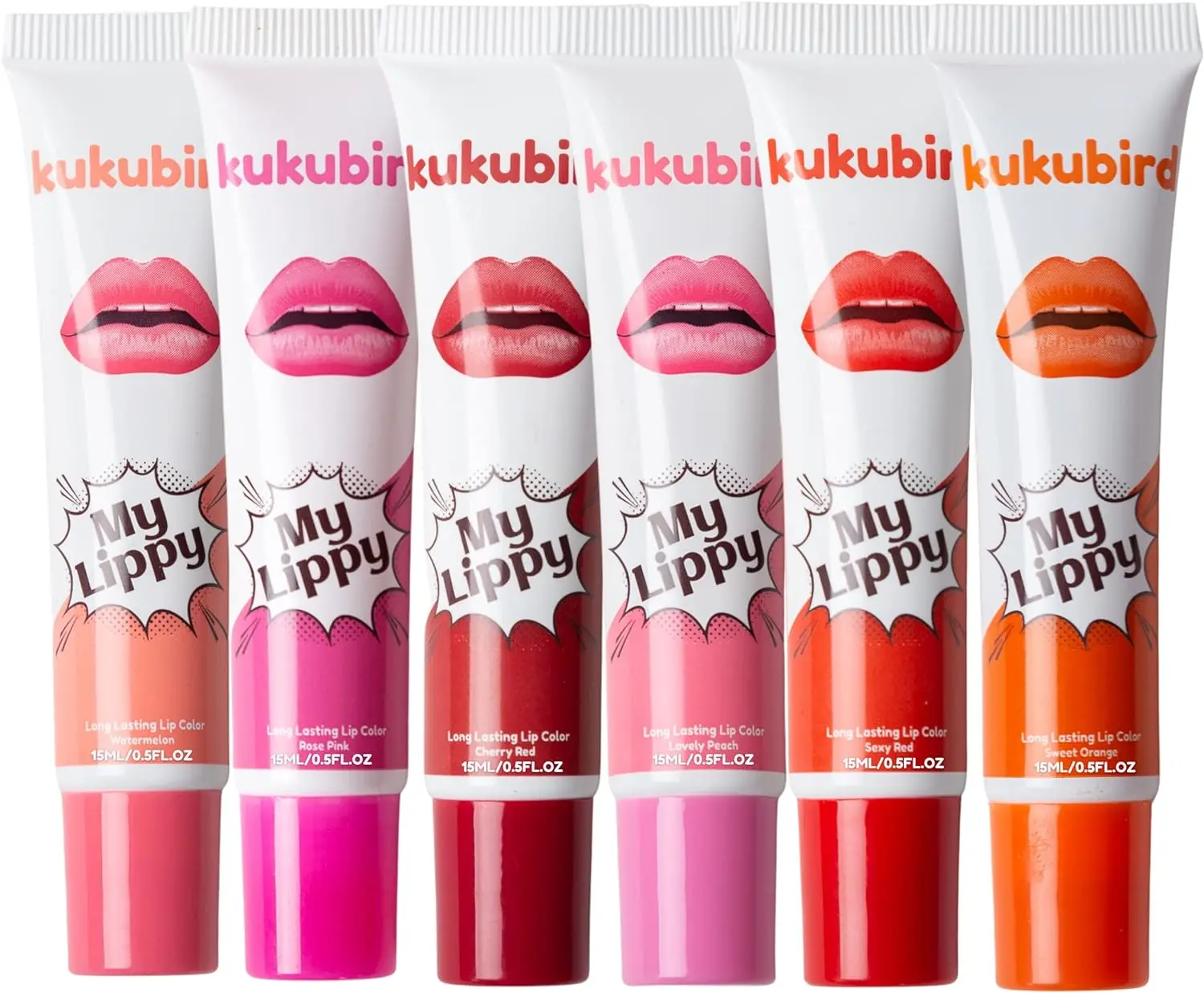Kukubird 12PC Lip Tattoo Set lipgloss lipoil Makeup Lipstick Lip Tint Water Proof Gloss Cherry Peach