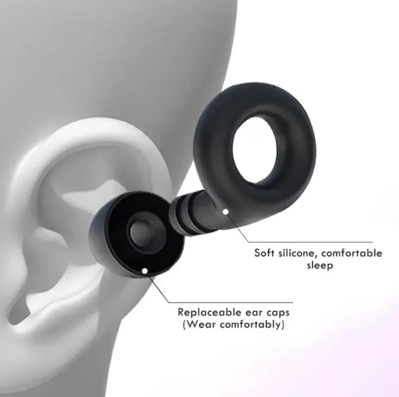 LOOP STYLE Black Comfortable Light Soft Reusable Silicon Earplugs Set with Travel Case for Sleep, Work, and Conversation Silicone Teens 5