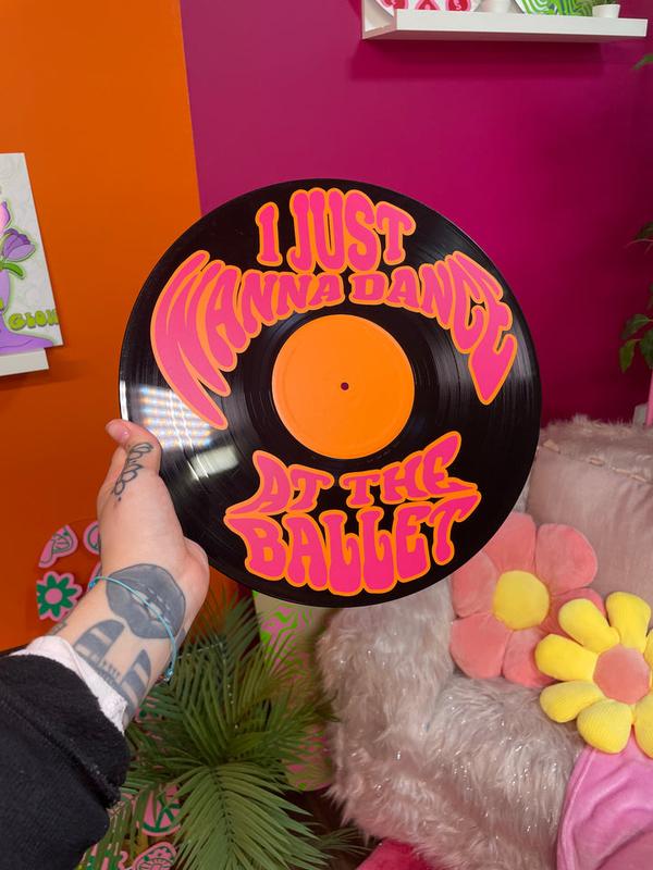 I just wanna dance at the ballet upcycled vintage 12" LP vinyl record home decor 3