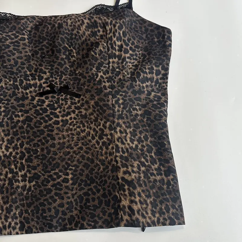 Leopard Print Camisole Cami Top Bow Lace Viral Womenswear Y2K Style Comfort Casual Style Fashion Adjustable Chic Day 3