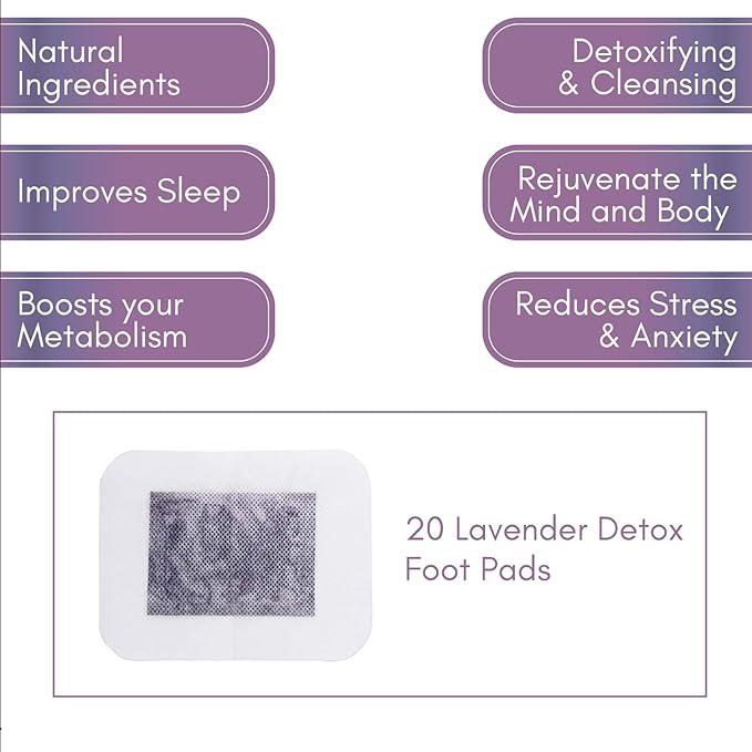 20 Pack Lavender Foot Pads | Detox Foot Patches | Foot Spa Deep Cleansing Pads with Adhesive Films for Removing Body Toxins, Migraine Relief, Foot Care, and Sleep Aid (Lavender) 5