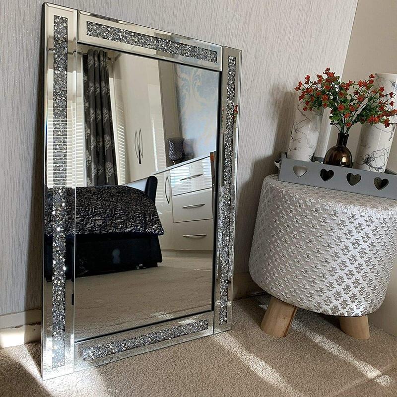 Zidan Bargains 60X40Cm Crushed Jewel Wall Mirror Loose Diamante Crystal Rectangular Mirror Room Decoration Ideas 2