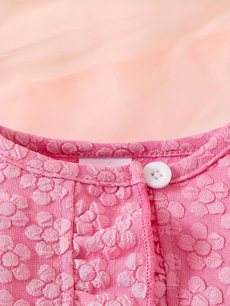 Product Introduction of 3pcs Fashion Casual Girl Butterfly Style Long Sleeve Ruffle Short Top + Sleeveless Mesh Butterfly Dress + Bow Hair Tie 14