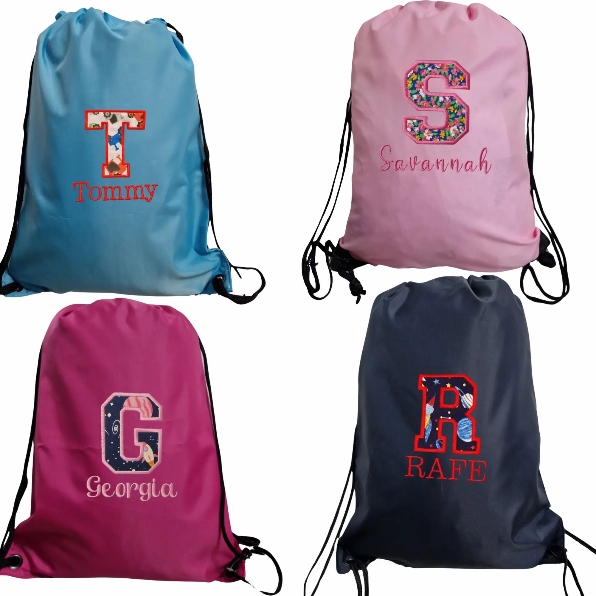 Personalised Embroidered Drawstring Gym Bag | Premium Monogrammed Initial and Name PE Back to school Water Resistant bag. Fast Delivery