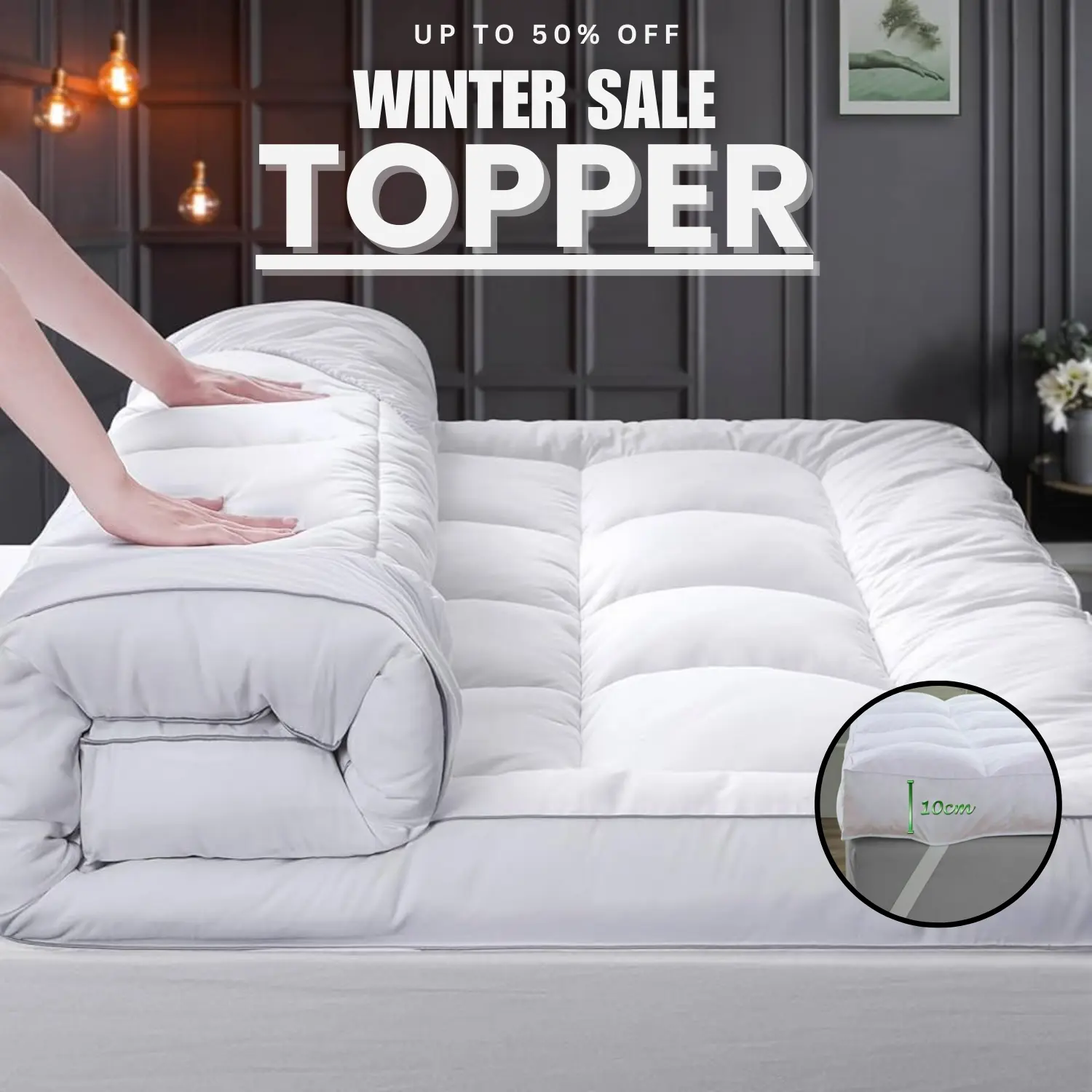 Bounceback Mattress Toppers 4 Inch Thick, Mattress Topper King Size-Best Mattress Topper, Ultra Soft Breathable Microfiber Comfy bed