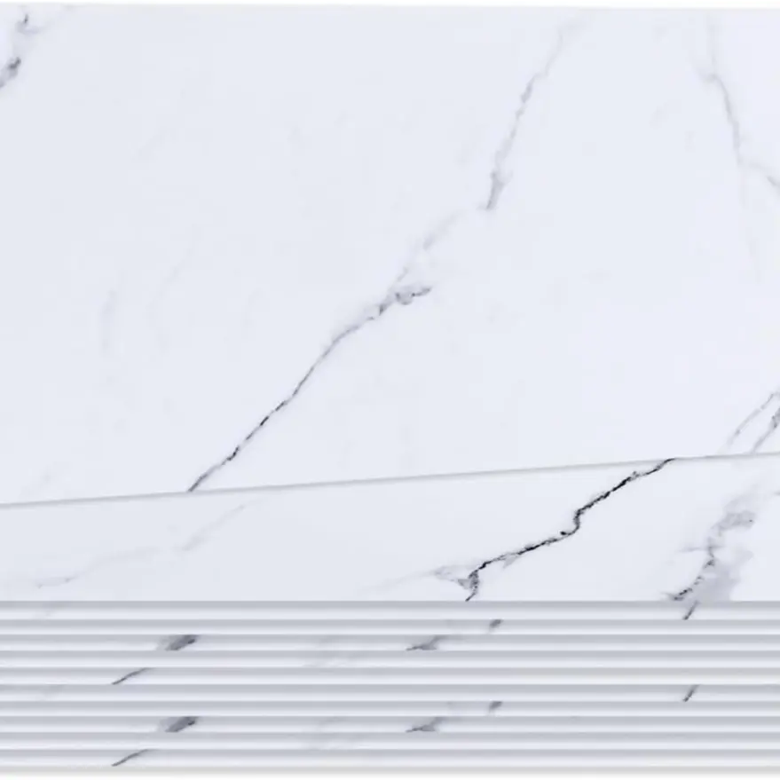 12 Pieces Marble White Tile Stickers for Bathroom, 15cmx30cm Stick on Tiles Self Adhesive Wallpaper, Vinyl Wrap for Kitchen Walls Waterproof (Glossy)