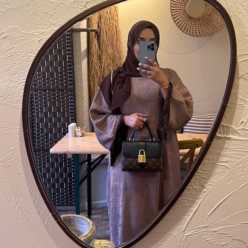 Brown Glitter Kaftan Abaya 2