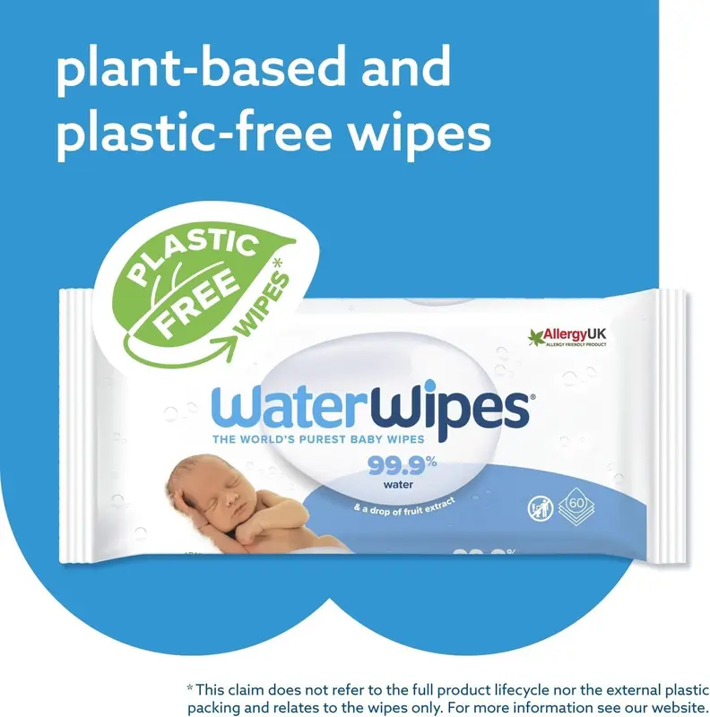 WaterWipes Plastic-Free Original Baby Wipes, 99.9% Water Based Wipes, Unscented for Sensitive Skin, 720 count (Pack of 12) 4