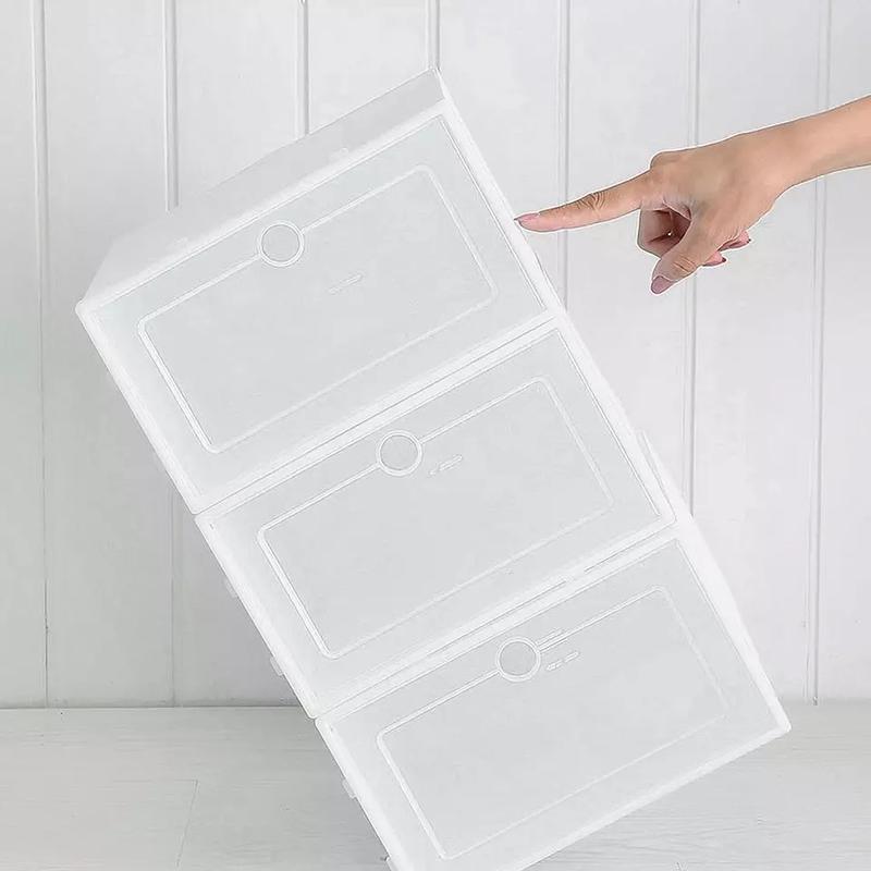6X Plastic Shoe Storage Boxes Drawer Stackable Foldable Organizer Clear Durable 5