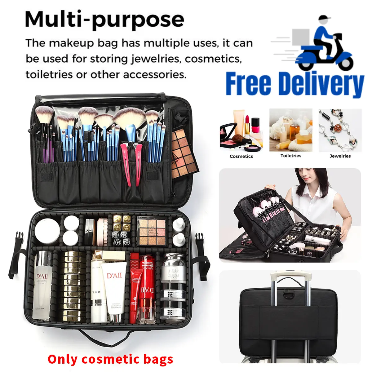 Large Vanity Case Beauty Box Make up Jewelry Cosmetic Nail Storage Box bag toiletries large  capacity  makeup  bag