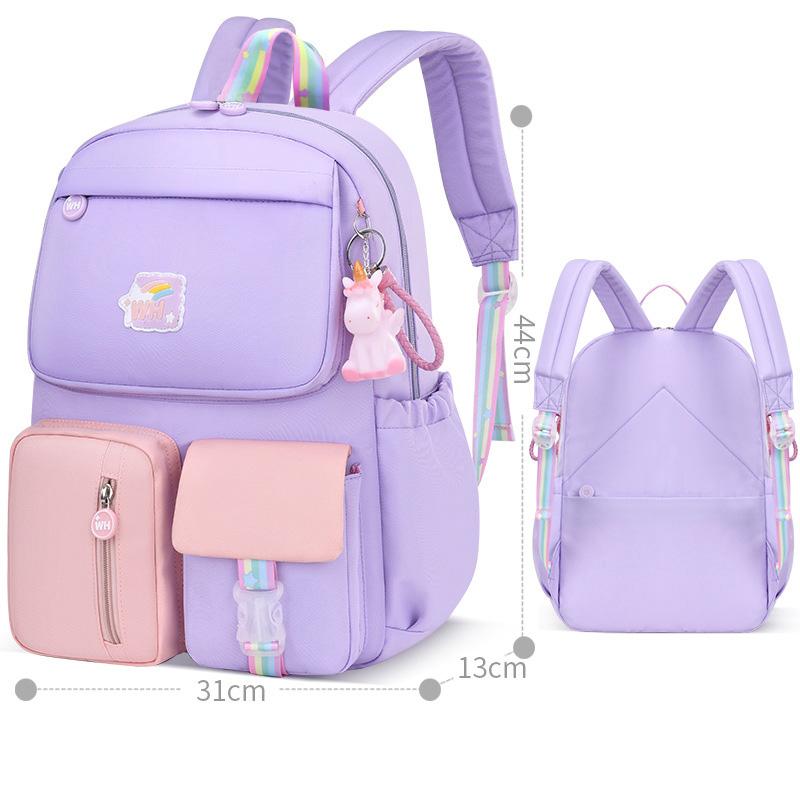 Water Resistant Children School Bags for Girls Primary School Backpack Schoolbag for Kids - Purple+Pink 1