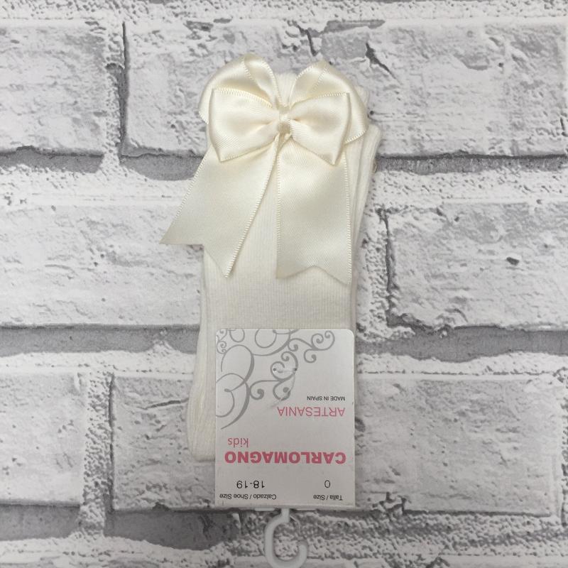 Carlomagno Cream Bow Knee High 2